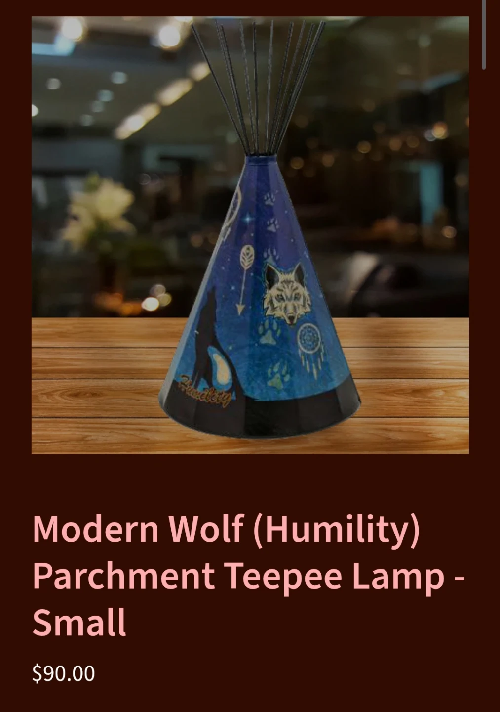 Small Modern Wolf Parchment Teepee Lamp
