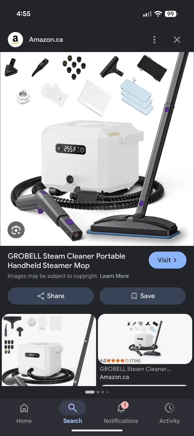 GROBELL Steam Cleaner Portable Handheld Steamer Mop