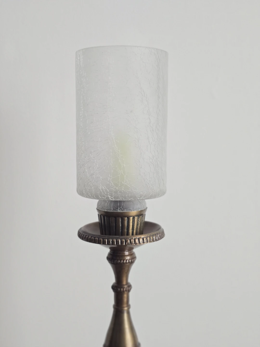 Tall Metal Floor Candlestick Holder with Frosted Glass Shade - photo 2
