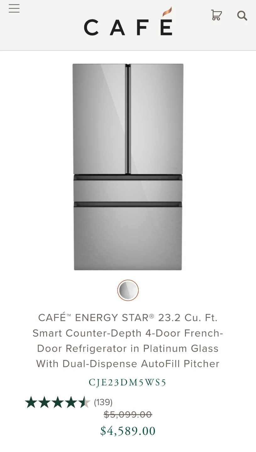 Café 23.2 Cu Ft. Counter Depth 4 Door French Door Refrigerator