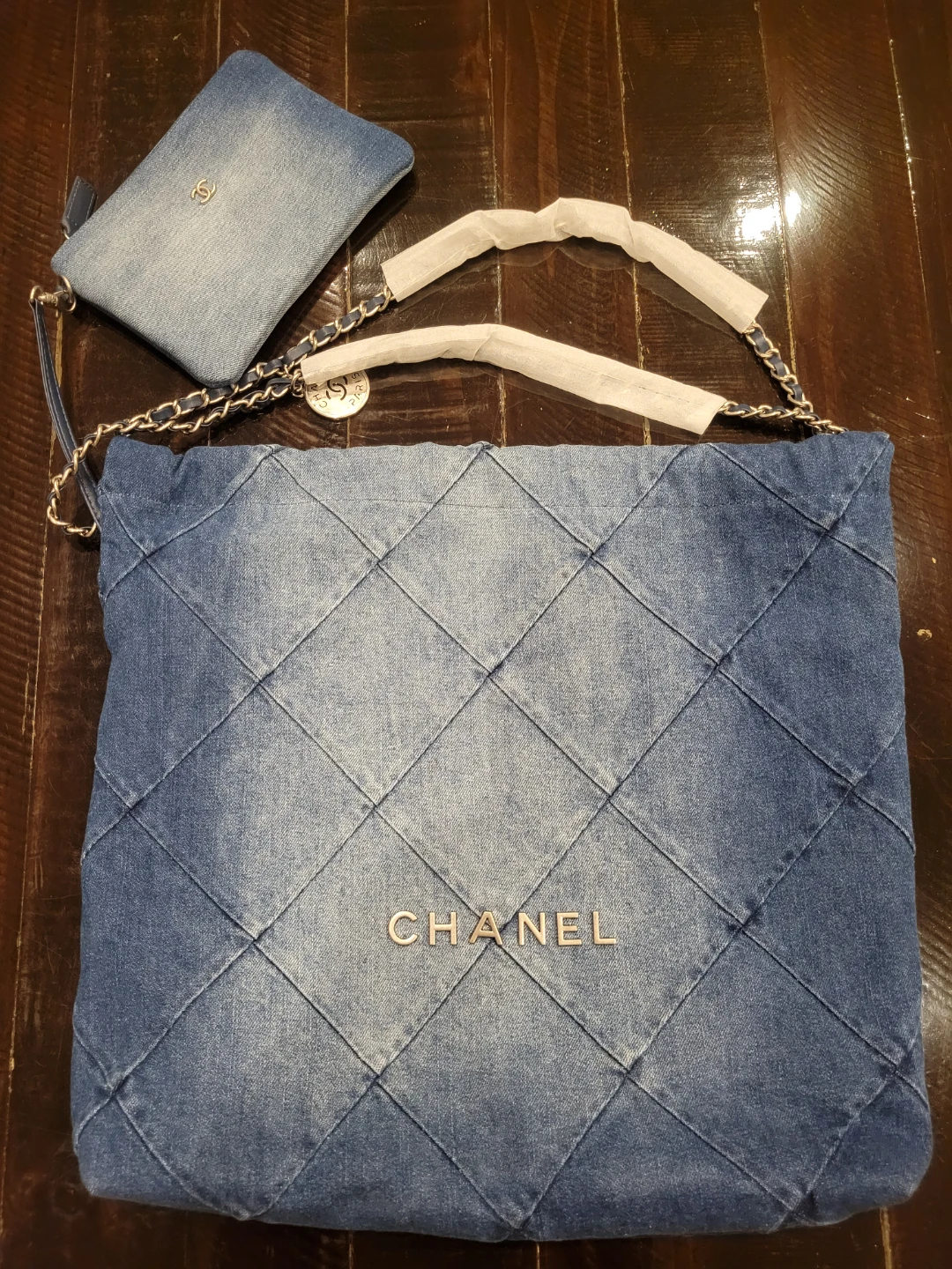 Chanel Denim Tote Bag with Pouch