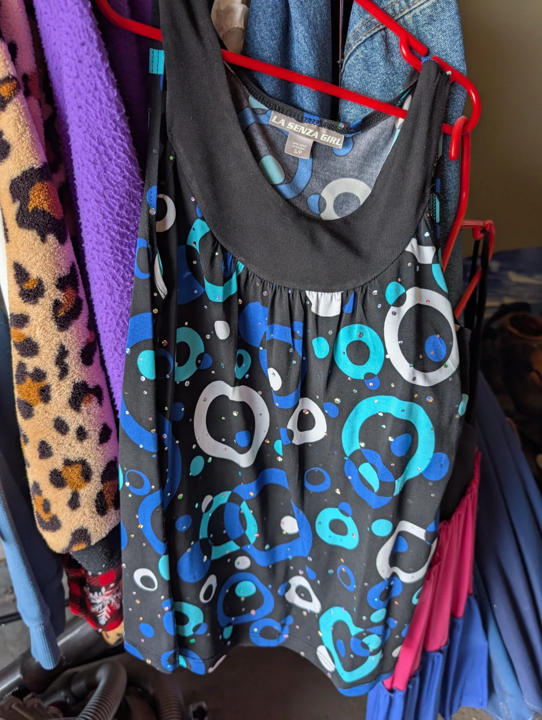 La Senza Girl Black Blue White Circle Print Tank Top Size S/P