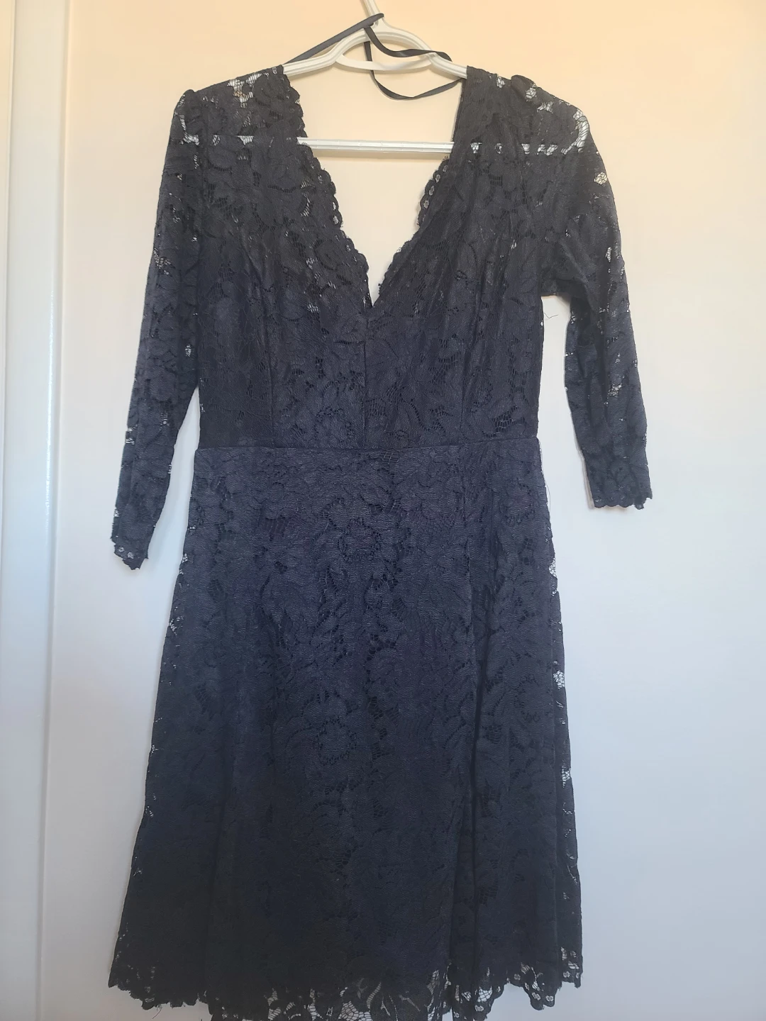 Black Lace Dress with V-Neck