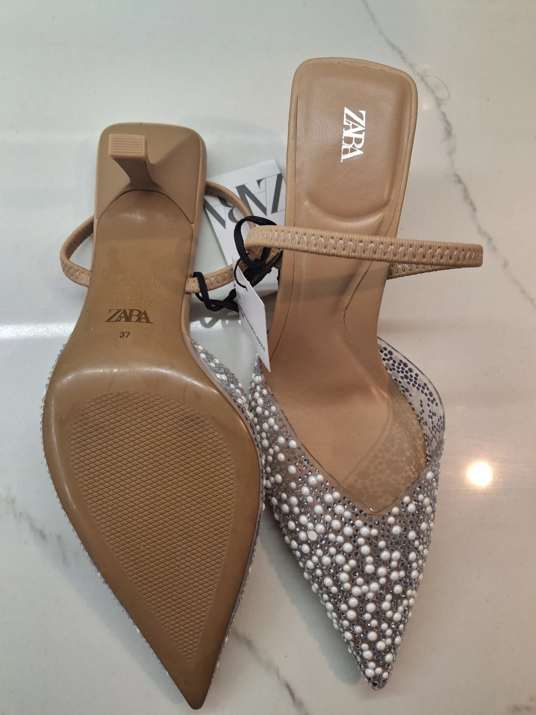 ZARA Women's Embellished Slingback Heels - Size 37 - photo 3