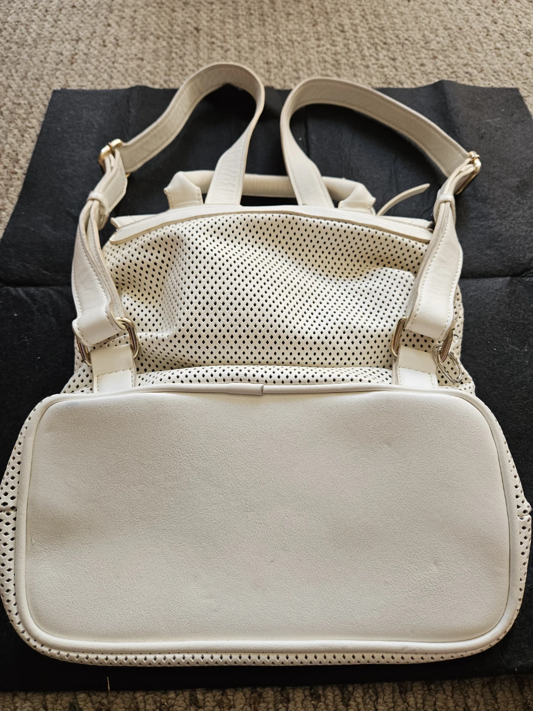 White Perforated Backpack Purse - photo 2