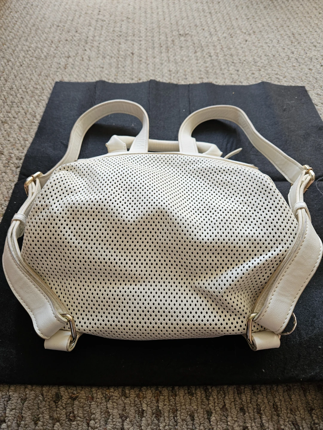 White Perforated Backpack Purse - photo 3