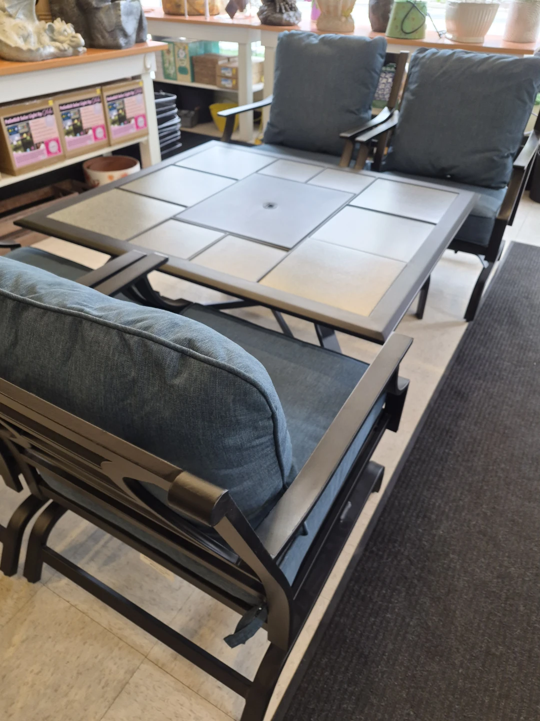 New outdoor Patio rocking Chairs & Fire Pit Table Set w/cushions - photo 2
