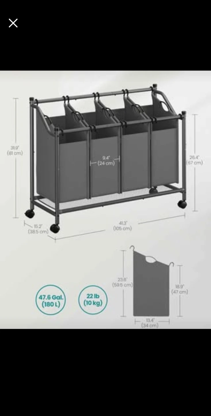4-Section Laundry Sorter Hamper - photo 3