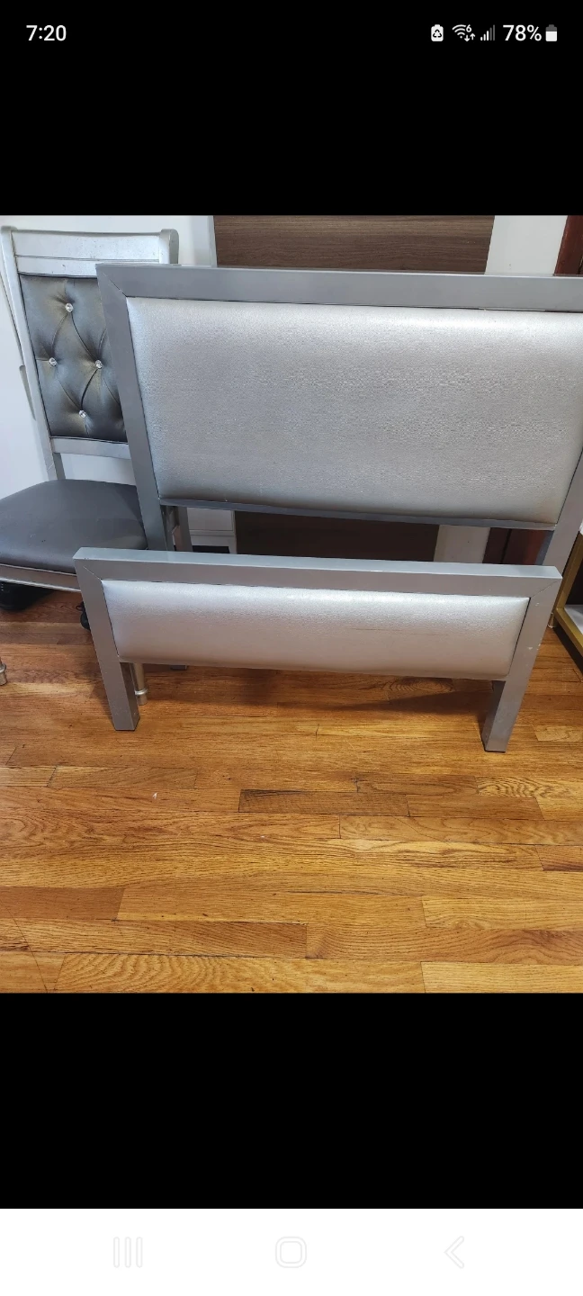 Silver Bed Frame Headboard and Footboard