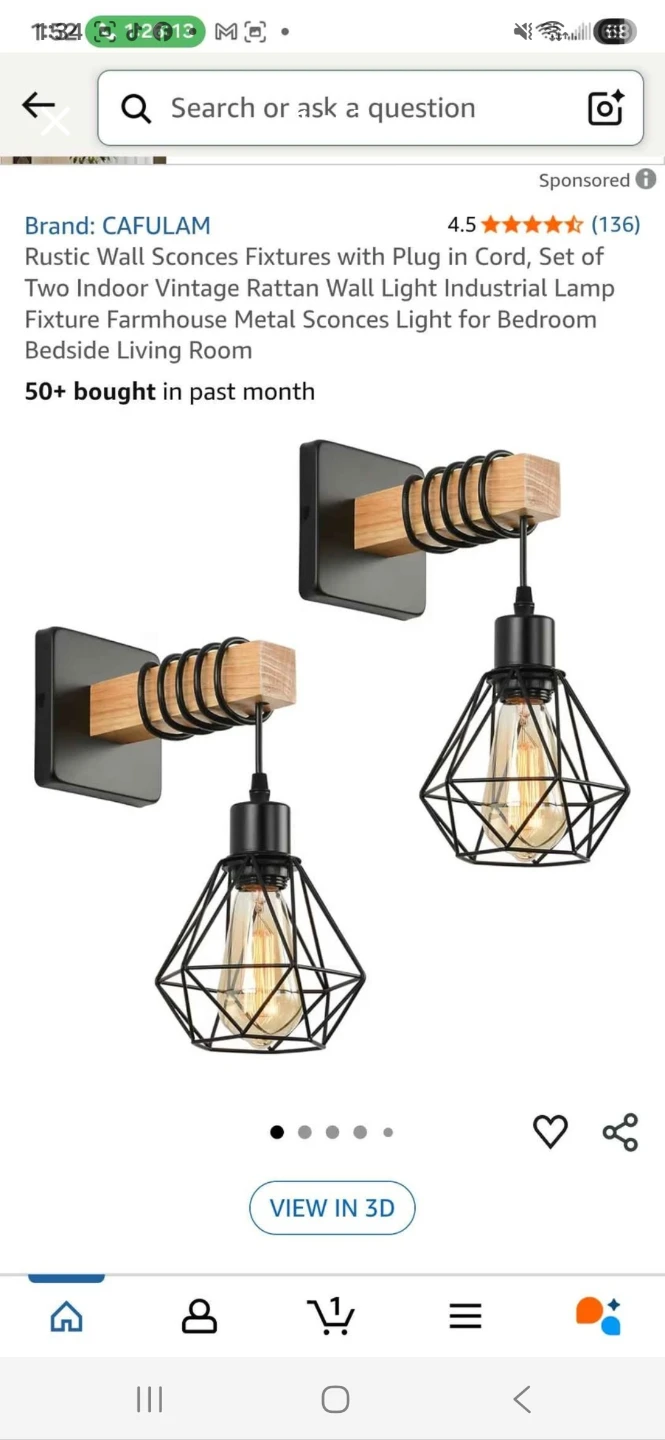 CA FULAM Rustic Wall Sconces Set of 2