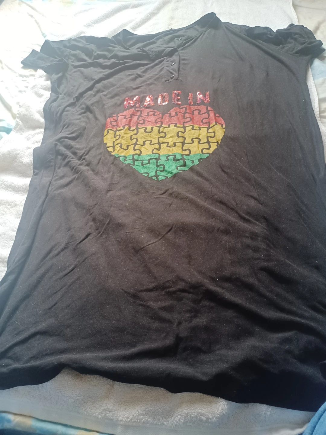 Black "Made In" Puzzle Heart T-Shirt - photo 2