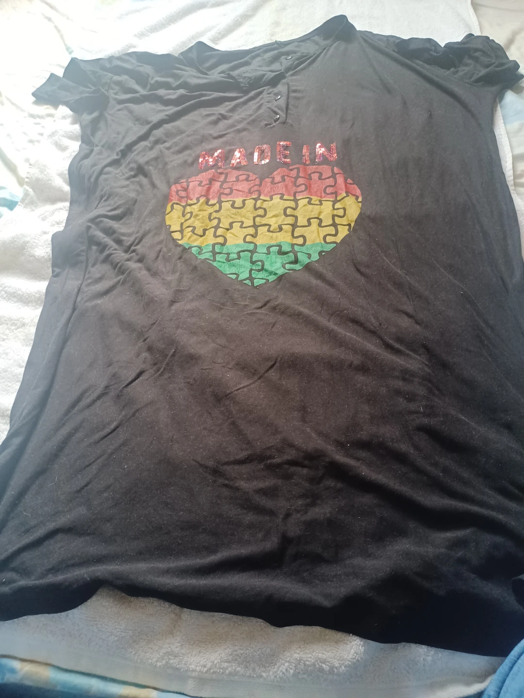 Black "Made In" Puzzle Heart T-Shirt - photo 3