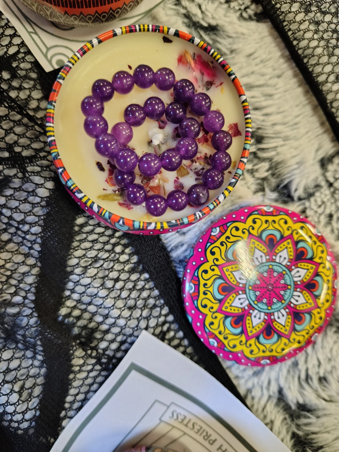Tallow Candles with Gemstone Bracelets