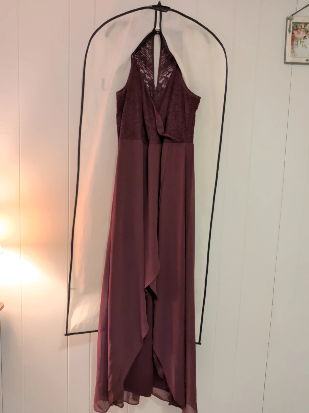 Le Château Maroon Lace Bodice Maxi Dress