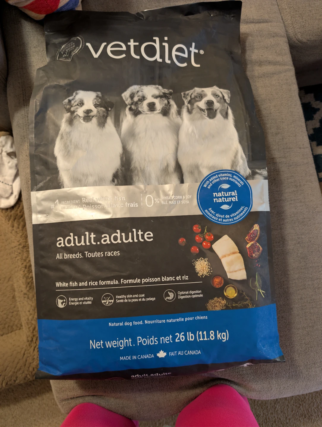 Vetdiet Adult White Fish and Rice Dog Food 26 lb