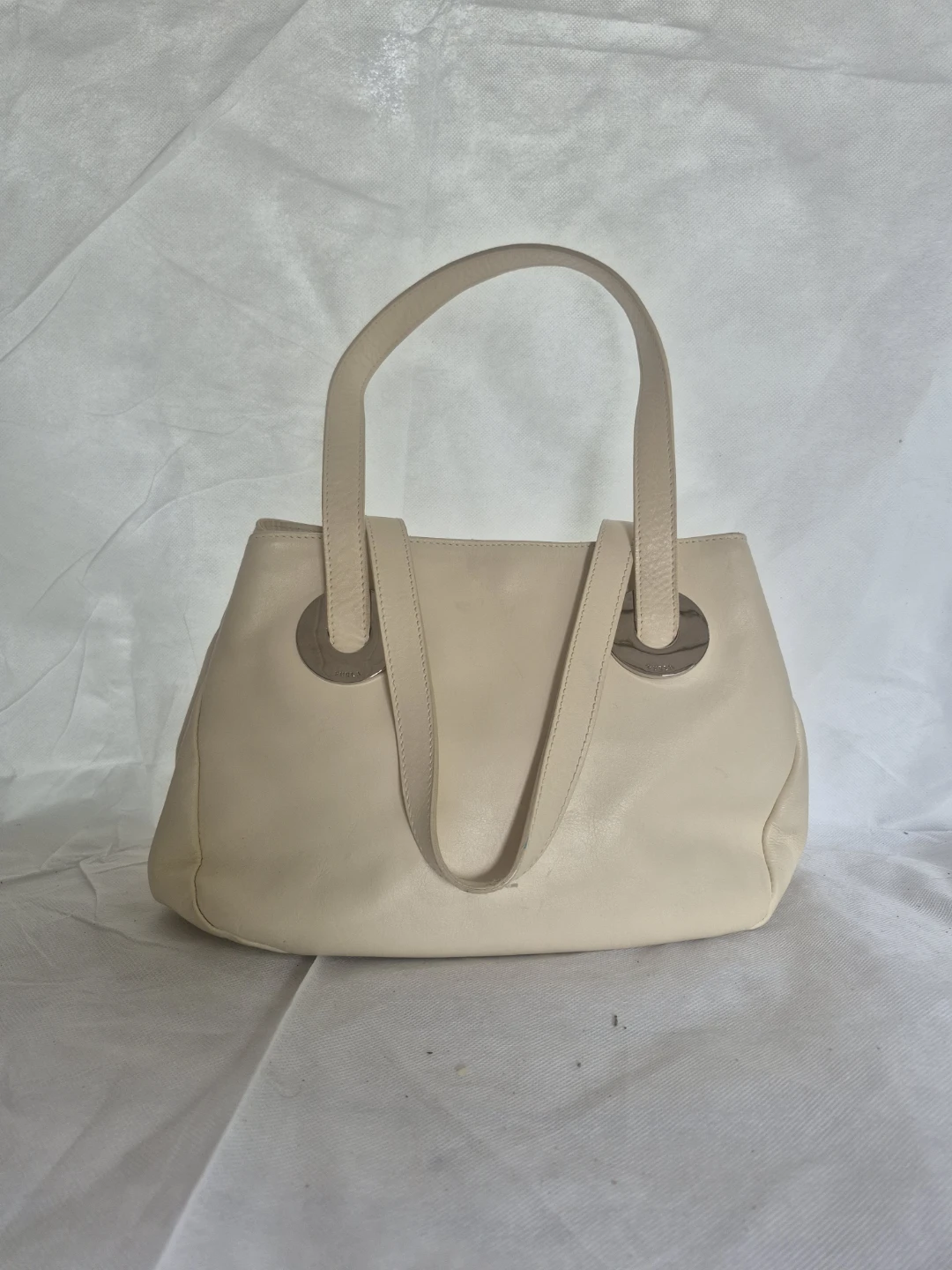 Furla Cream Leather Shoulder Bag