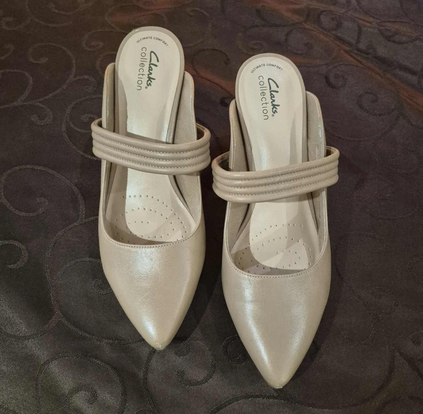 Clarks Collection Women's Mule Heels - Size 11W - Beige - photo 2