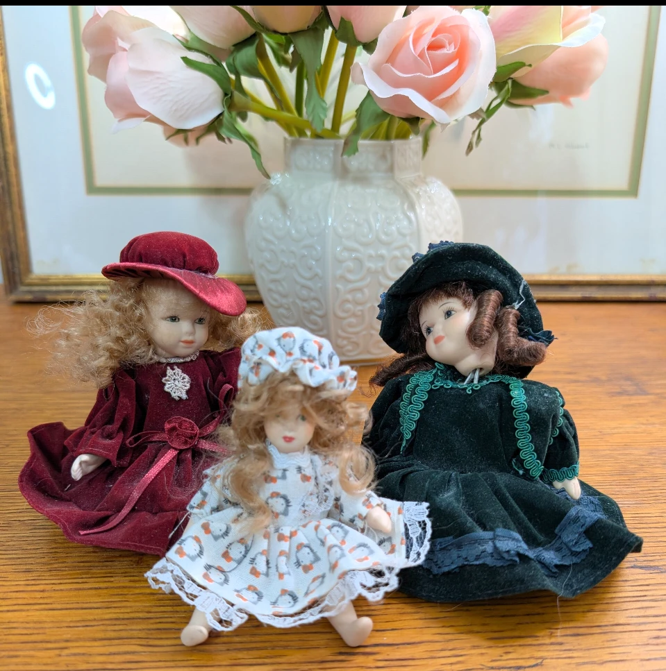 3 Vintage Small Porcelain Dolls