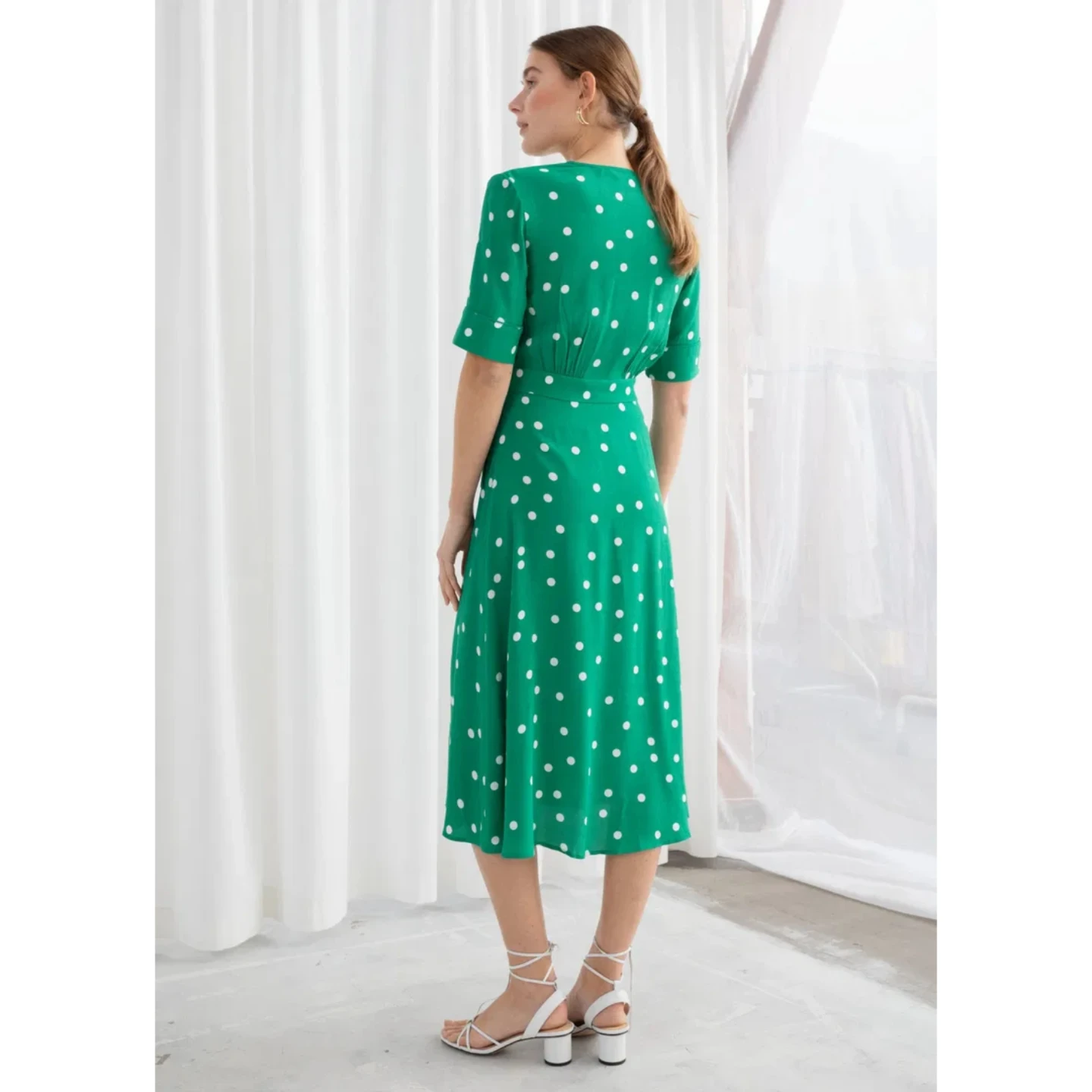 Other Stories Green Polka Dot Midi Wrap Dress - photo 2