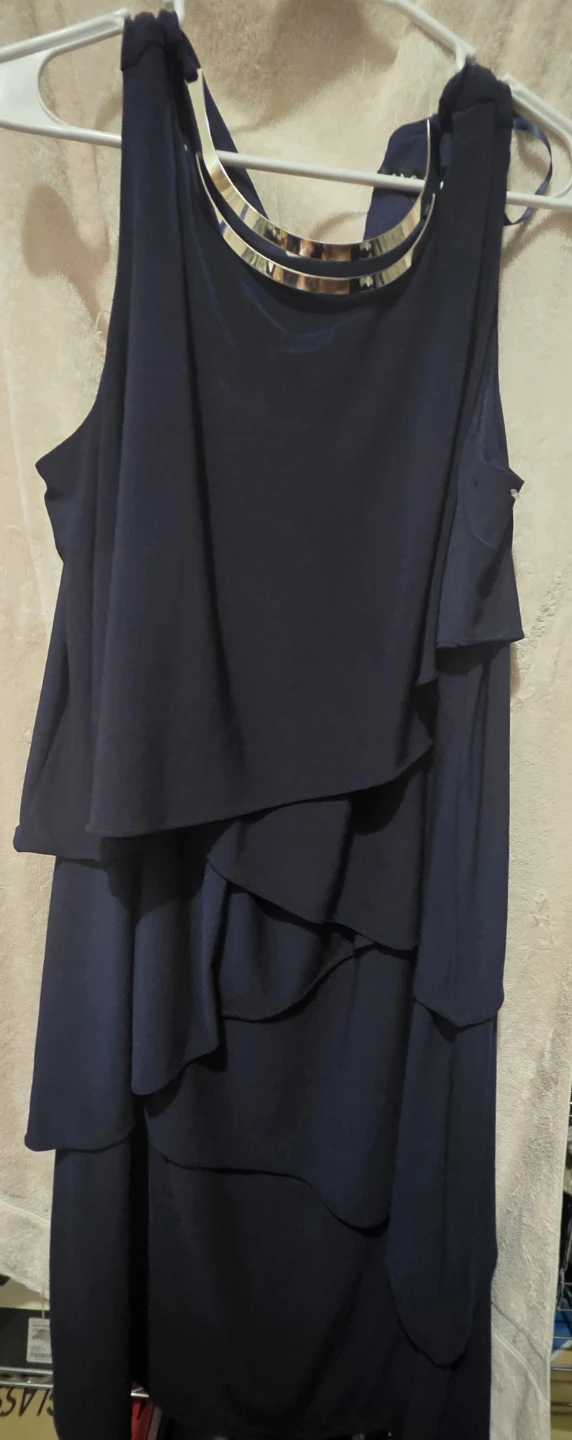 S.L. Fashions Navy Blue Tiered Dress Size 16W - photo 3