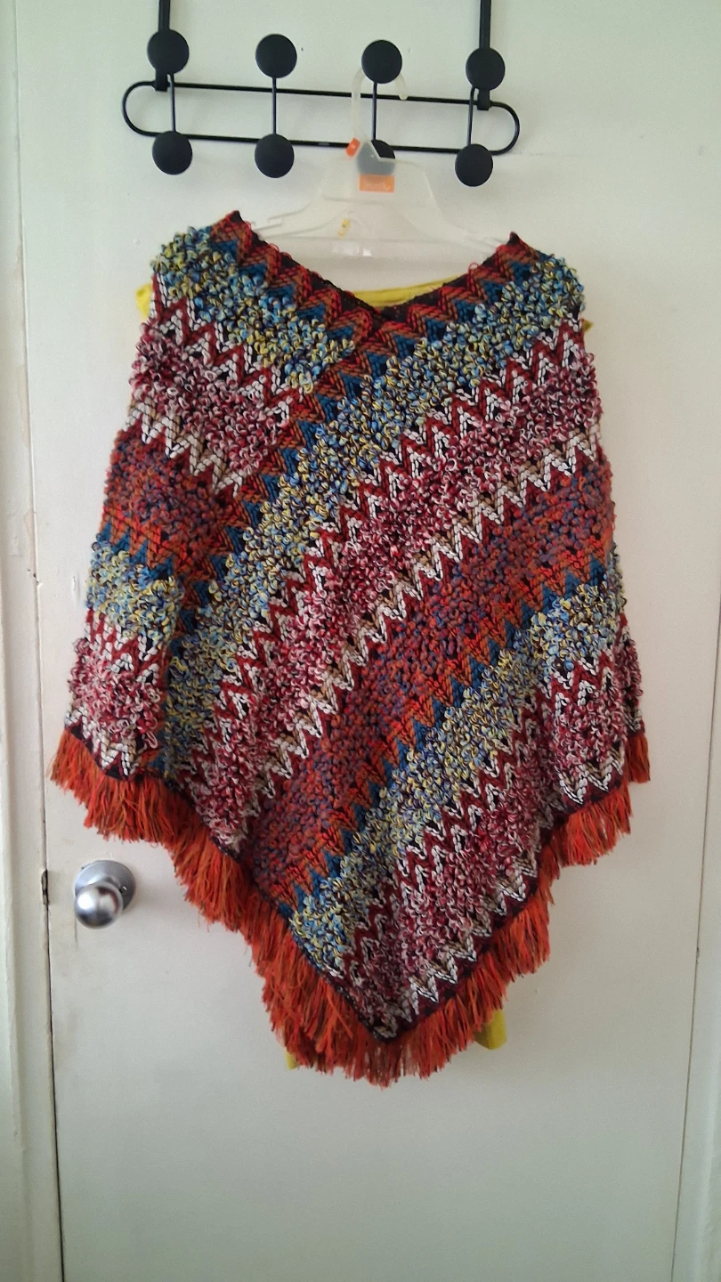 Textured Crochet Poncho with Fringe - photo 2