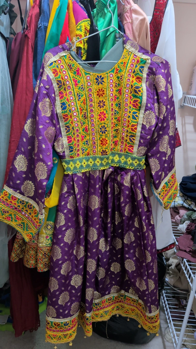 Embroidered Purple Dress with Mirror Details - photo 2