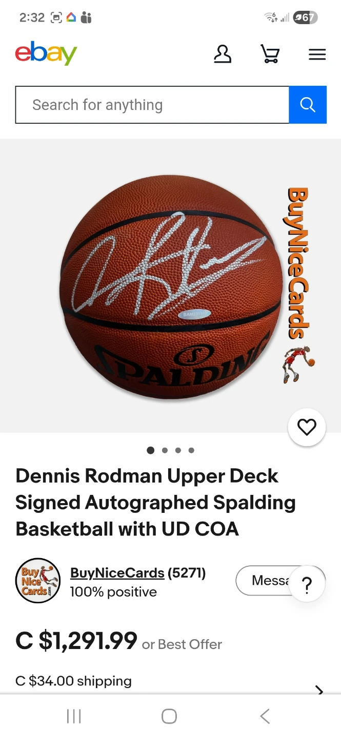 Dennis Rodman Autographed Spalding NBA Basketball 29.5" - photo 3