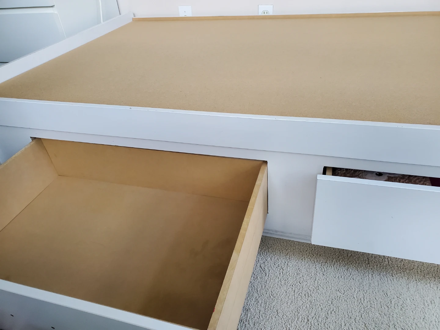 White Twin Bed Frame with Headboard and Drawers - photo 4