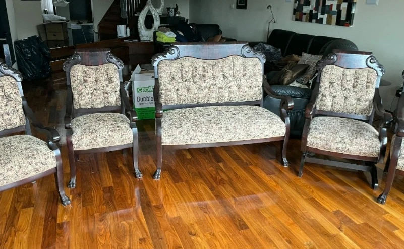 Vintage Carved Wood Armchair Set - photo 3