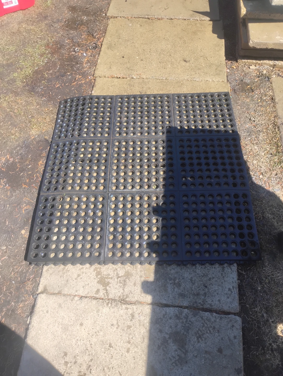 Set of 2 Black Rubber Interlocking Floor Mats