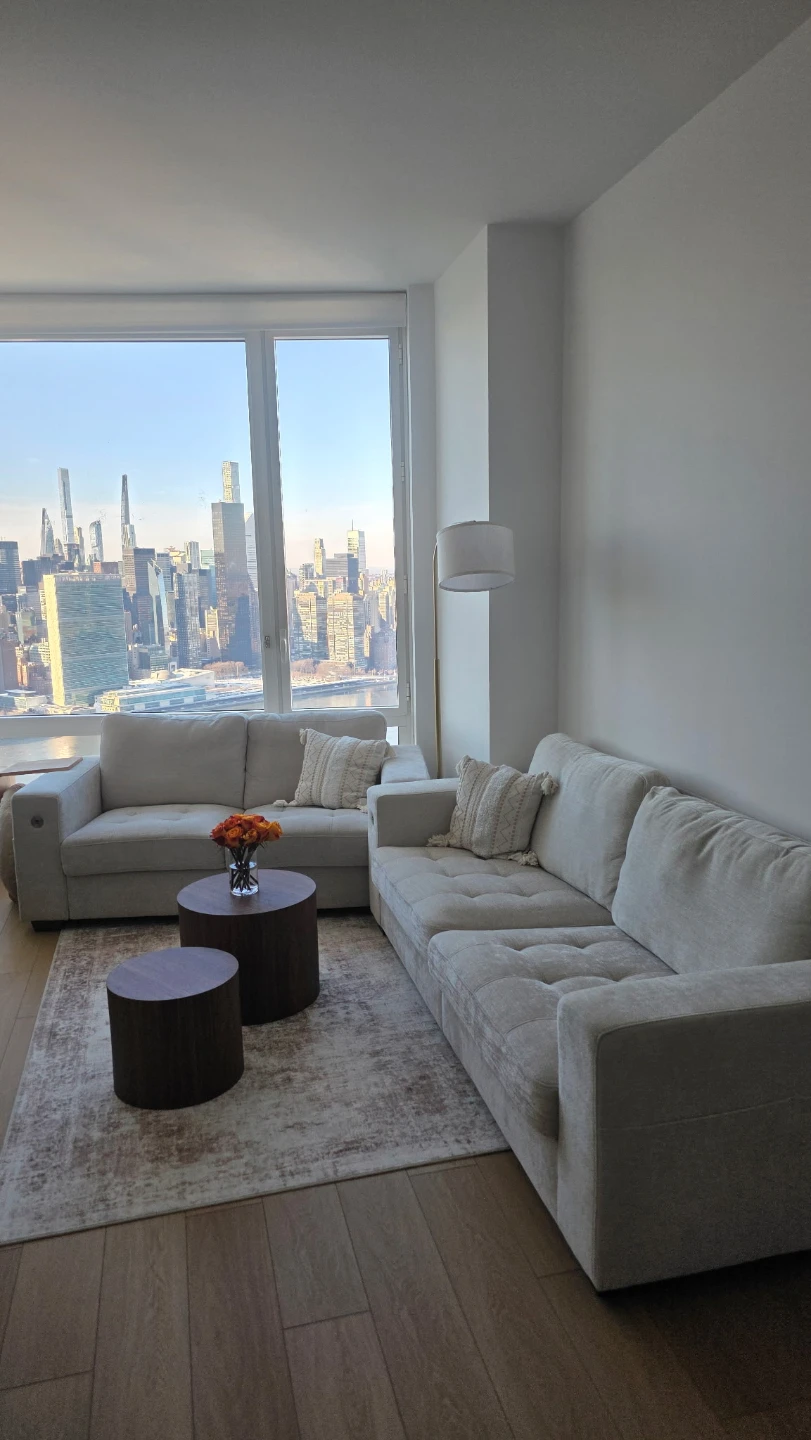 Light Beige Sectional Sofa with Decorative Pillows - photo 2