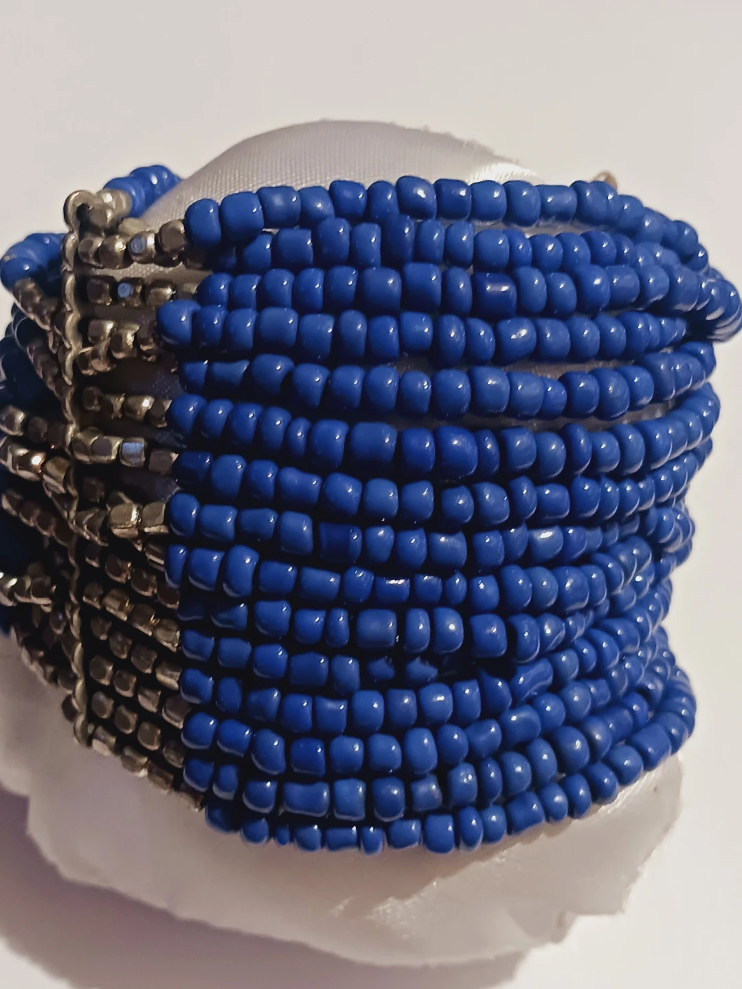 Blue and Silver Beaded Wrap Bracelet - photo 2