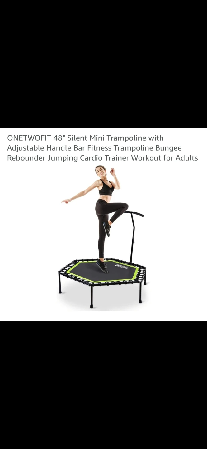 ONETWOFIT 48" Hexagon Trampoline with Adjustable Handle Bar