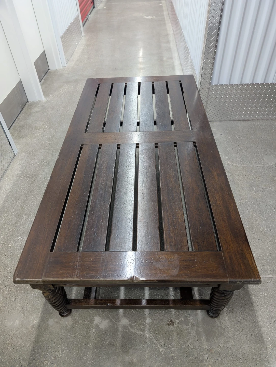 Dark Wood Slat Top Coffee Table