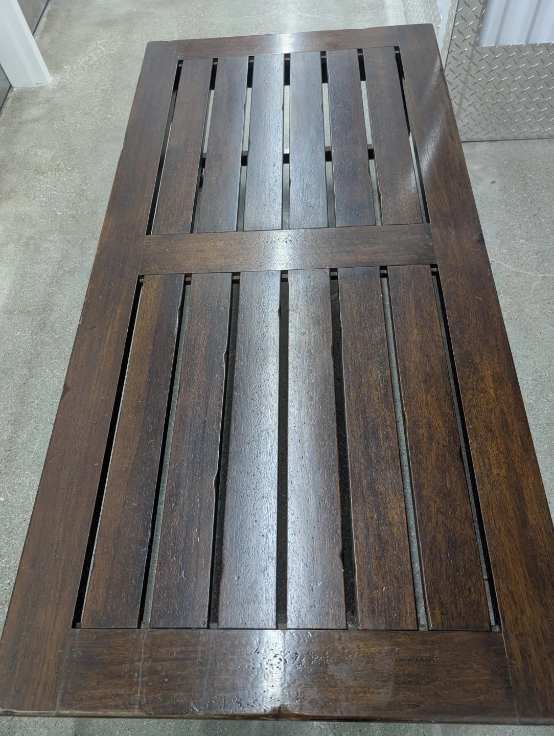 Dark Wood Slat Top Coffee Table - photo 2