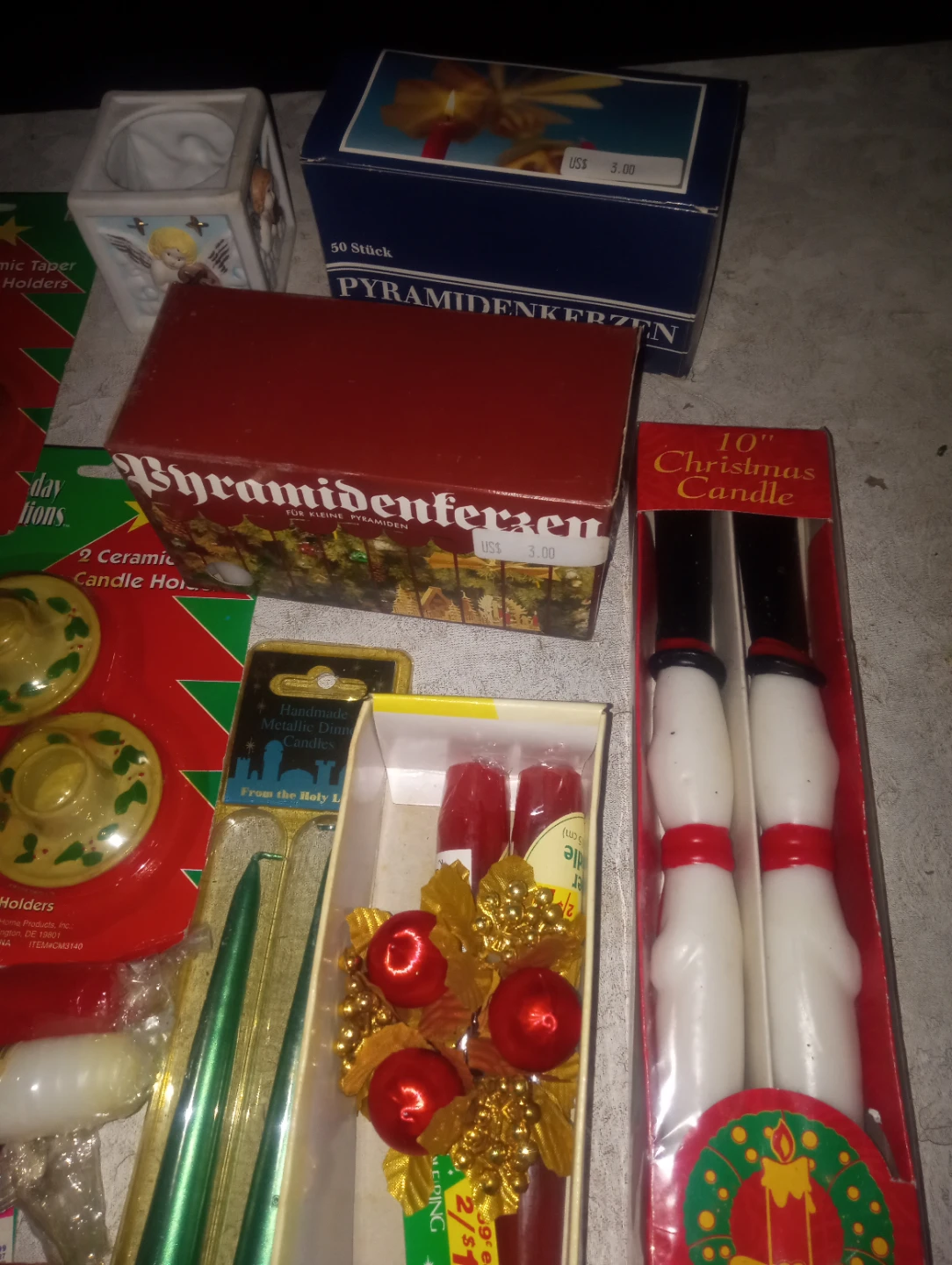 Assorted Christmas Candles and Holders