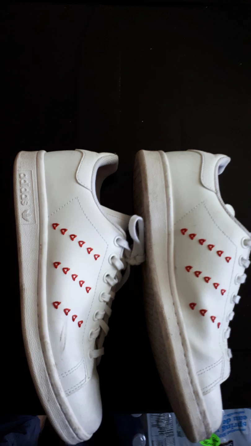 Adidas White Red Heart Sneakers Size 7.5