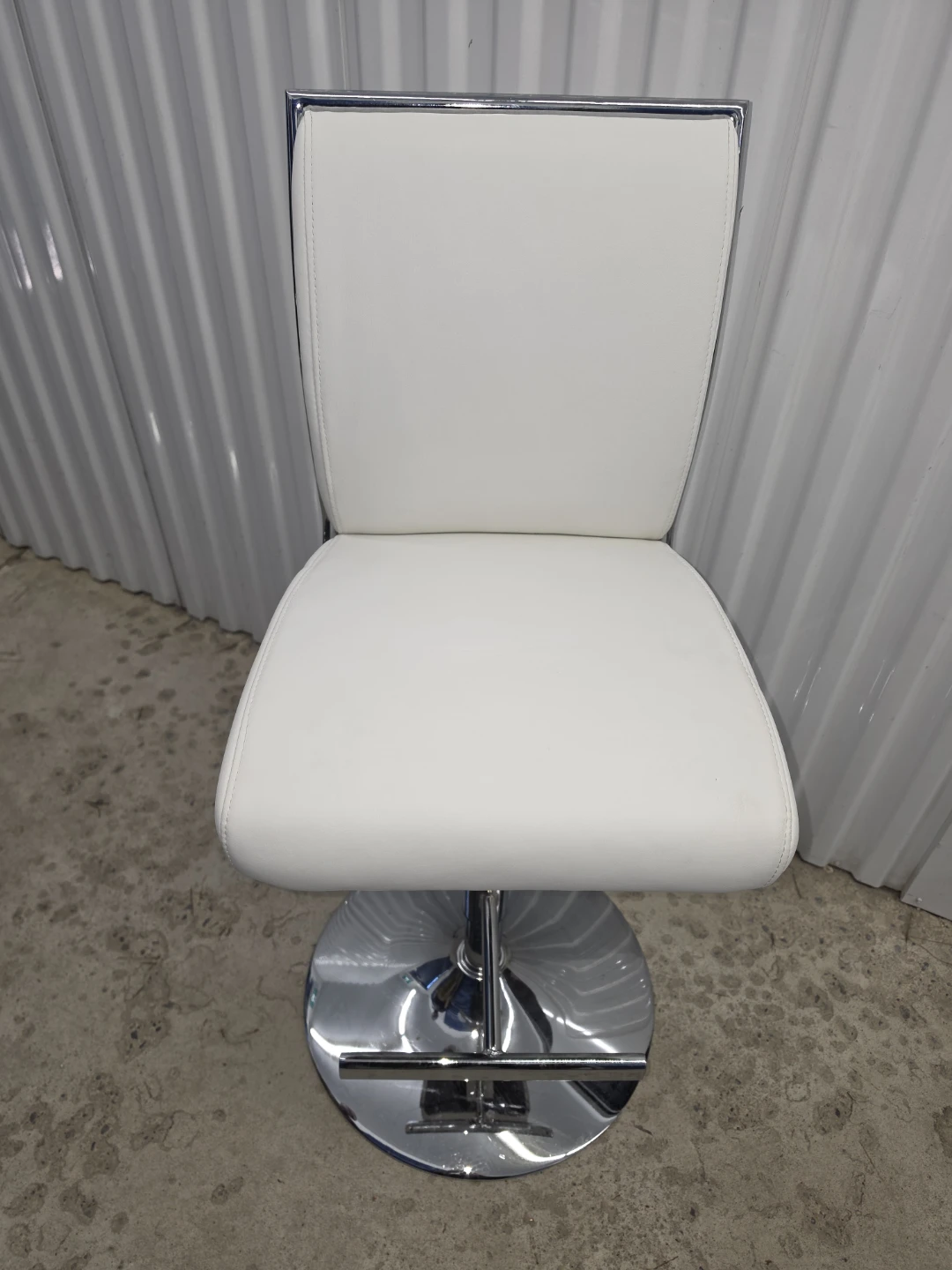 White Leather Adjustable Bar Stool (New)