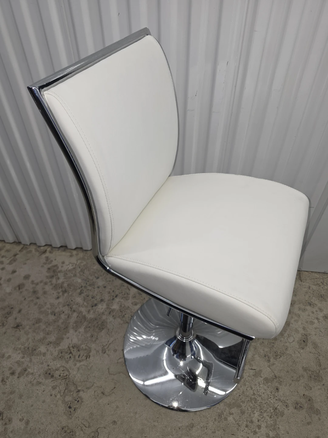 White Leather Adjustable Bar Stool (New) - photo 2