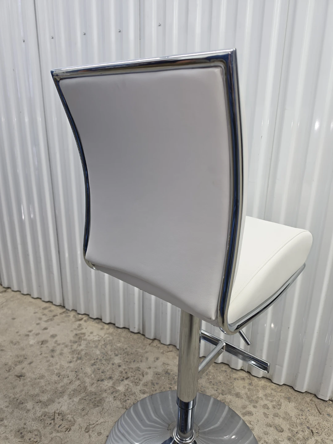 White Leather Adjustable Bar Stool (New) - photo 3