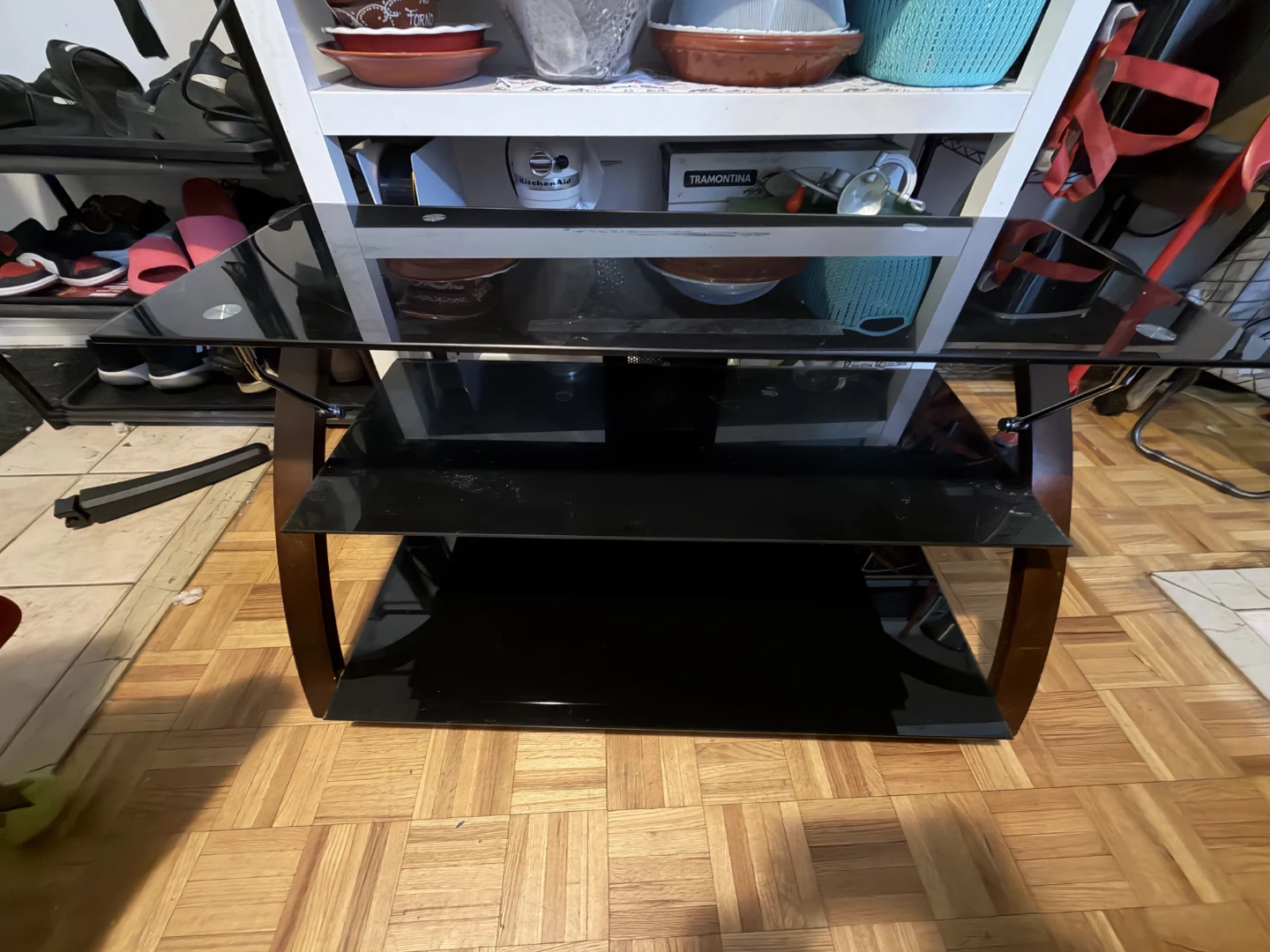 Black Glass TV Stand