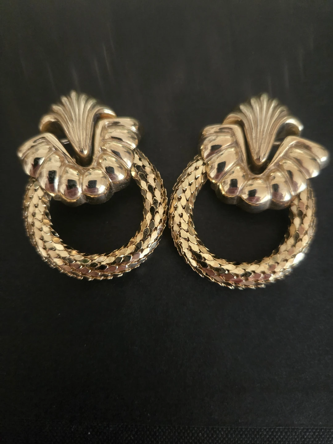 Vintage Whiting Davis Gold Tone Clip Earrings