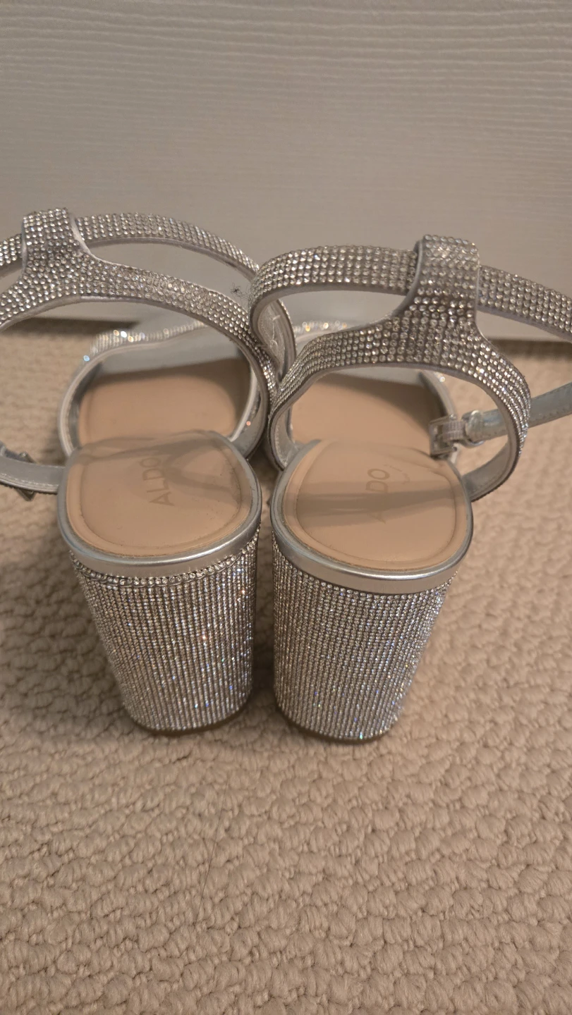 Aldo Silver Embellished Block Heel Sandals - photo 2