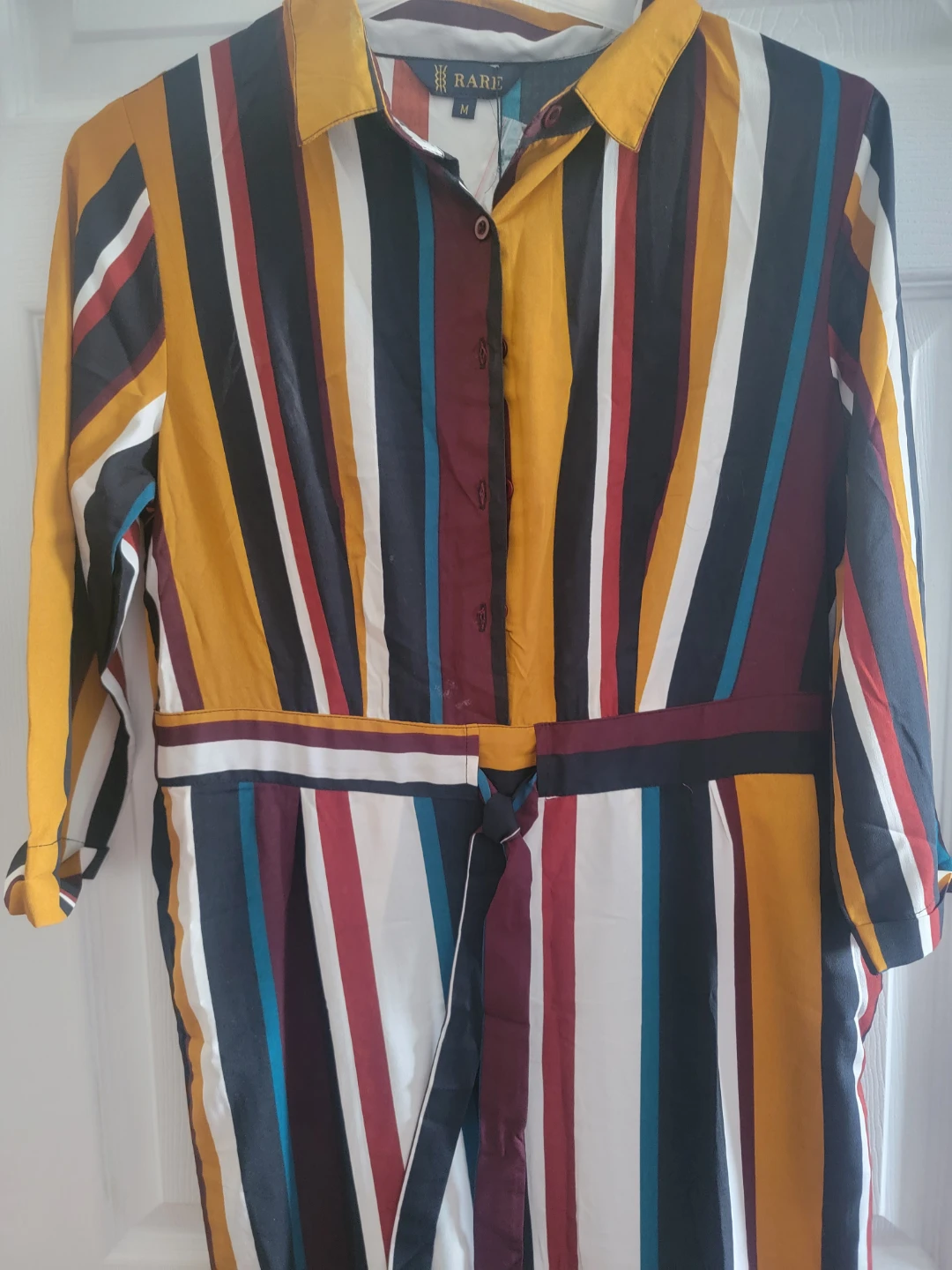 RARE striped jumpsuit with belt size M - photo 2