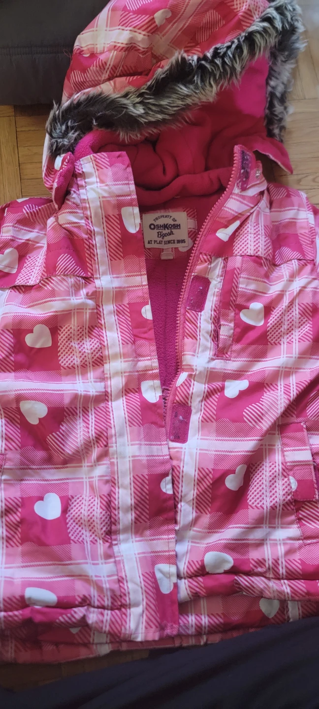OshKosh B'gosh Pink Plaid Heart Puffer Jacket - Size 4
