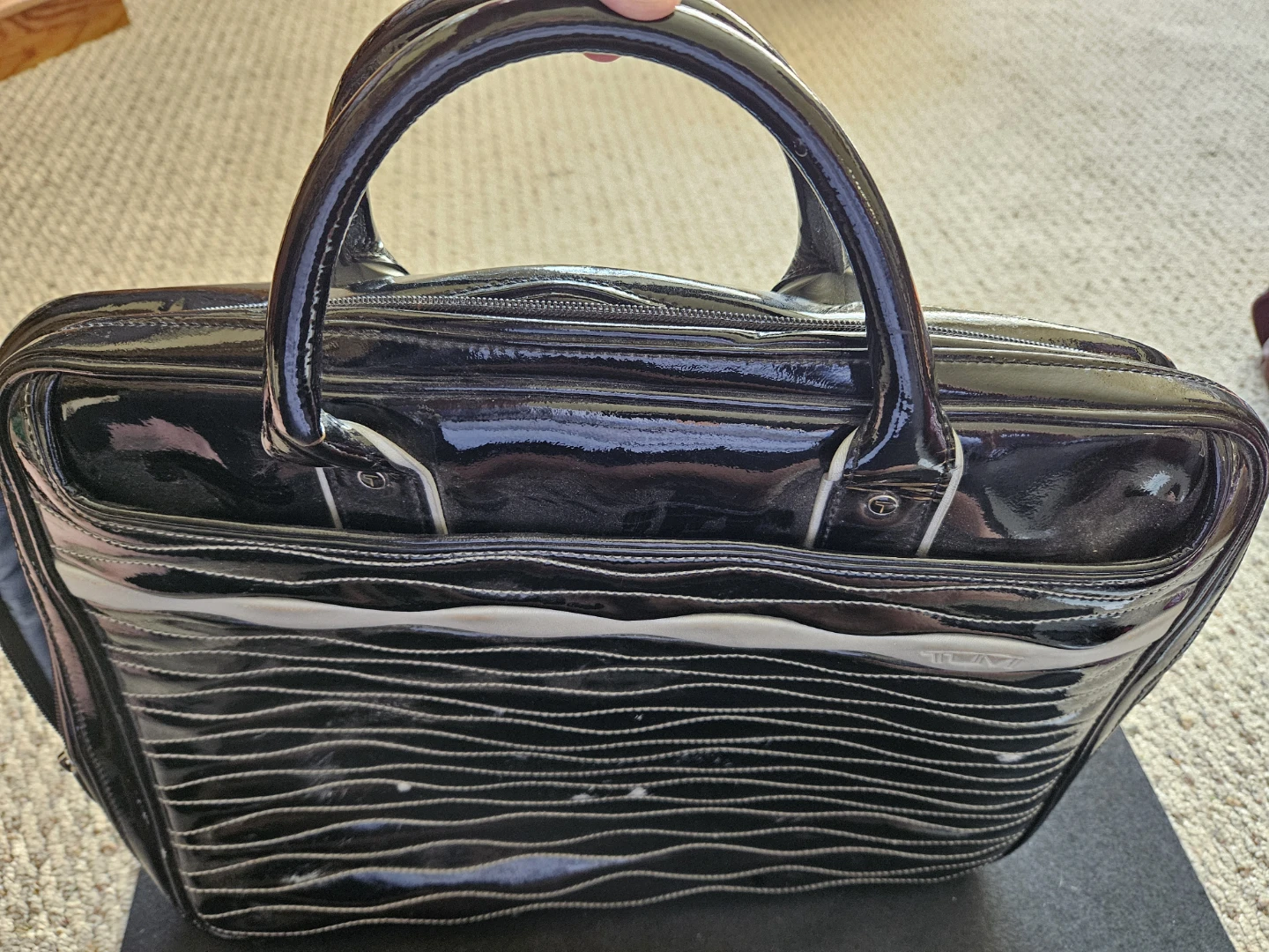 Tumi Black Patent Leather Laptop Bag