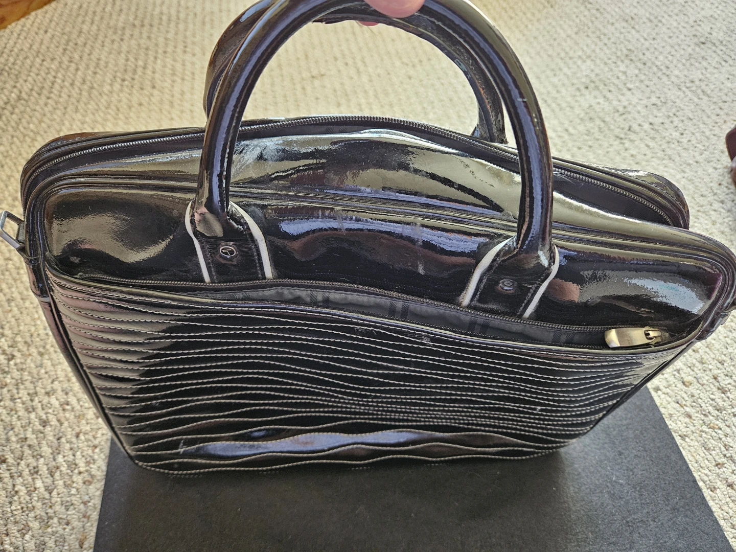 Tumi Black Patent Leather Laptop Bag - photo 2