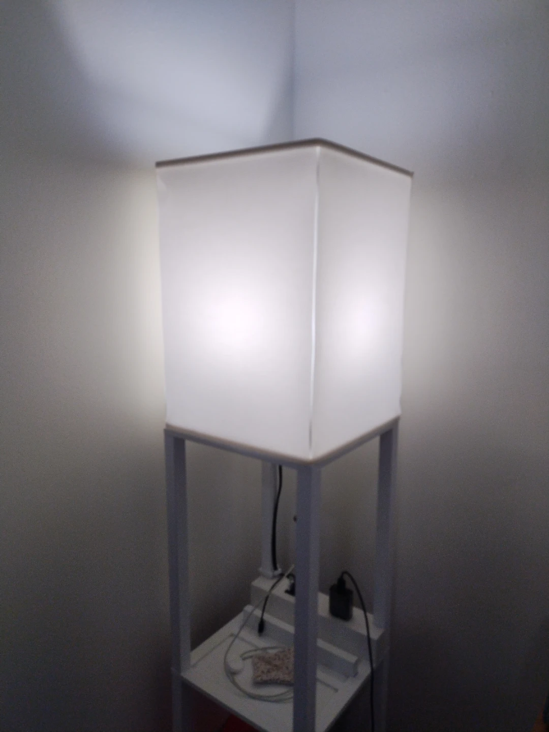 White Square 3 Shade Floor Lamp with 2usb and 1 power point - photo 4