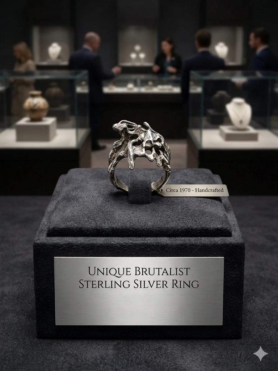 Unique Brutalist Sterling Silver Ring