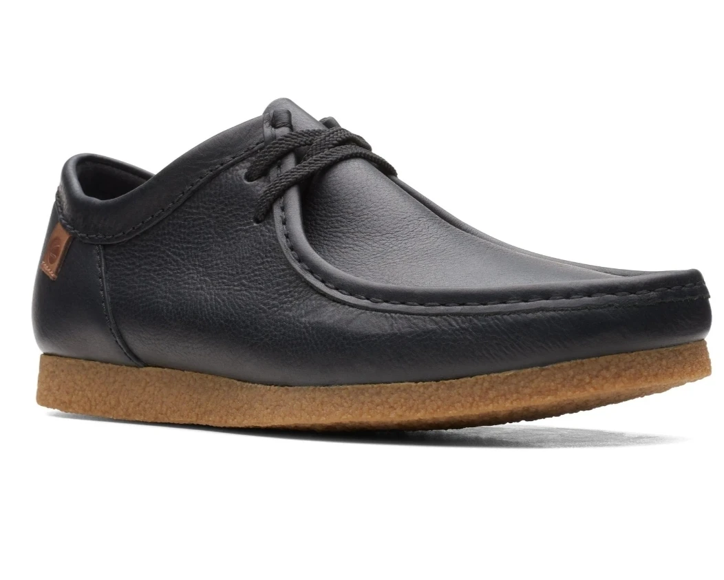 Clarks Wallabee Shoes Black Leather